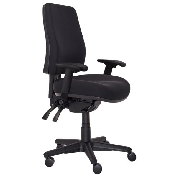 Buro Roma high back office chair in black with arms, Perth ergonomic seating