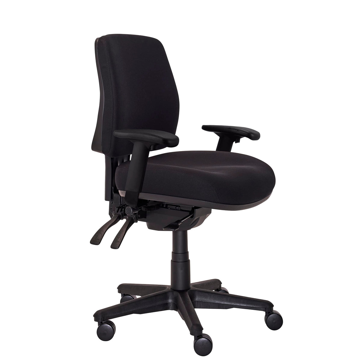 Buro Roma mid back office chair in black with arms, Perth ergonomic seating